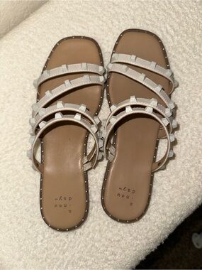 a new day White Studded Strappy Slide Sandals